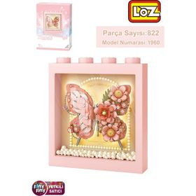 Loz FFLZ-1960 Ledli Pembe Dekoratif ve Koleksiyonluk Kelebek Tablo 822 Parça Yapım Seti