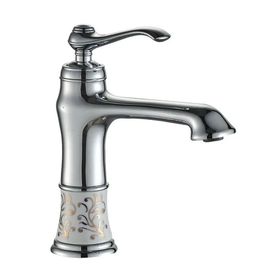 LPD Seramik Desenli Krom Banyo Lavabo Bataryası