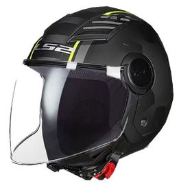 LS2 Airflow Pace Açık Siyah Sarı Çizgili Motosiklet Kaskı