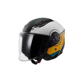 LS2 Airflow Pace Açık Siyah Sarı Çizgili Motosiklet Kaskı