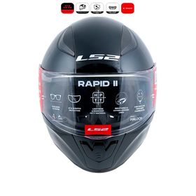LS2 FF353 Rapid II Solid Gloss Black Motor Kaskı