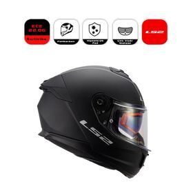 LS2 FF808 Matt Black Stream II Motor Kaskı