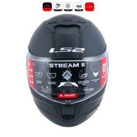 LS2 FF808 Matt Black Stream II Motor Kaskı