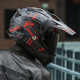 LS2 Pıoneer 2 Crazy Mat Siyah-Gri-Kırmızı Kask