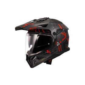 LS2 Pıoneer 2 Crazy Mat Siyah-Gri-Kırmızı Kask