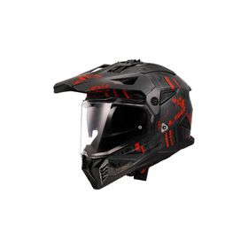 LS2 Pıoneer 2 Crazy Mat Siyah-Gri-Kırmızı Kask