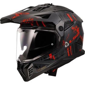 LS2 Pıoneer 2 Crazy Mat Siyah-Gri-Kırmızı Kask
