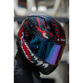 LS2 Rapid 2 Kaiju Mat Siyah Kırmızı Beyaz Kask