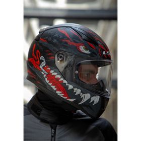 LS2 Rapid 2 Kaiju Mat Siyah Kırmızı Beyaz Kask