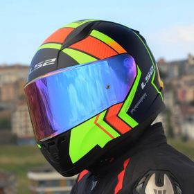LS2 Rapid 2 Mat Neon Sarı Navy Mavi Extra Kapalı Motorsiklet Kask