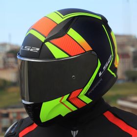 LS2 Rapid 2 Mat Neon Sarı Navy Mavi Extra Kapalı Motorsiklet Kask