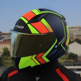 LS2 Rapid 2 Mat Neon Sarı Navy Mavi Extra Kapalı Motorsiklet Kask