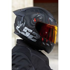LS2 Rapid 2 Race Clawn Mat Siyah Gri Kırmızı Kask