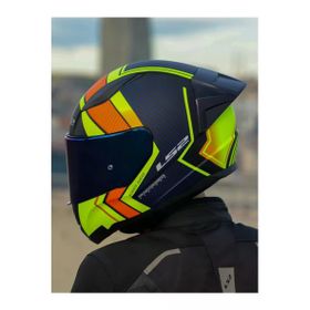 LS2 Rapid 2 Race Extra Mat Neon Sarı Navy Mavi Kask