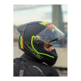 LS2 Rapid 2 Race Extra Mat Neon Sarı Navy Mavi Kask