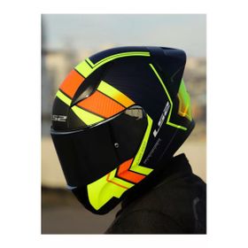 LS2 Rapid 2 Race Extra Mat Neon Sarı Navy Mavi Kask