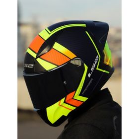 LS2 Rapid 2 Race Extra Mat Neon Sarı Navy Siyah Kask