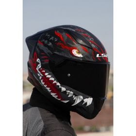 LS2 Rapid 2 Race Kaiju Mat Siyah Kırmızı Beyaz Kask