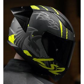 LS2 Rapid 2 Race Raven Siyah Camlı Neon Sarı Kapalı Motosiklet Kaskı
