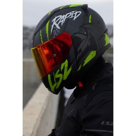 LS2 Rapid 2 Raven Mat Siyah Gri Neon Sarı Cam Kask