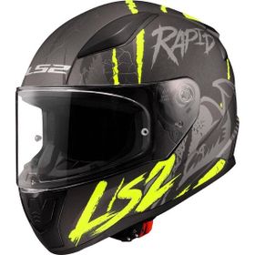 LS2 Rapid 2 Raven Mat Siyah Gri Neon Sarı Kask