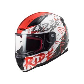 LS2 Rapid Naughty Mat Beyaz-Kırmızı Motosiklet Kaskı