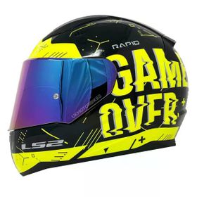 LS2 Rapid Player Sarı Gökkuşağı Şeffaf Cam Motorsiklet Kask