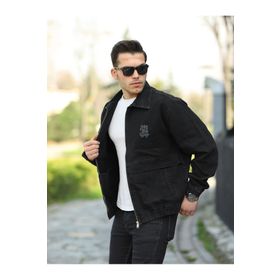 Ltc A5050 Jeans Oversize Siyah Baskılı Erkek Fermuarlı Bomber Kot Ceket