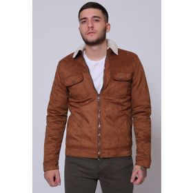 Ltc ke13384 Jeans Fermuarlı Süet Kürklü Taba Erkek Ceket