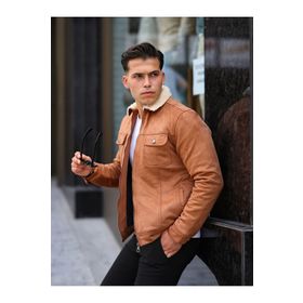 Ltc ke13384 Jeans Fermuarlı Süet Kürklü Taba Erkek Ceket