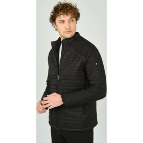 Lucas 4706 Siyah Dik Yaka Deri Biyeli Çift Cepli Erkek Mont