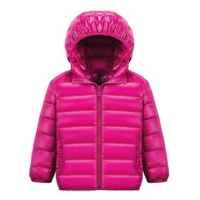 LucaSng 1001-CFFZ-184 Koyu Pembe Renk Tüylü ve Dolgulu Su Geçirmez Unisex Çocuk Mont