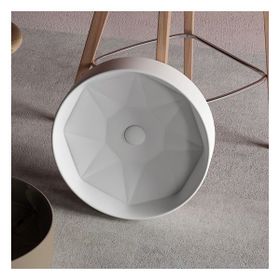 Lucco Diamante 42 cm Tezgah Üstü Yuvarlak Beyaz Lavabo