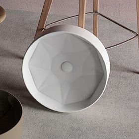 Lucco Diamante 42 cm Tezgah Üstü Yuvarlak Beyaz Lavabo