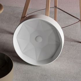 Lucco Diamante 42 cm Tezgah Üstü Yuvarlak Beyaz Lavabo