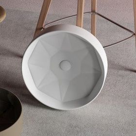 Lucco Diamante 42 cm Tezgah Üstü Yuvarlak Beyaz Lavabo
