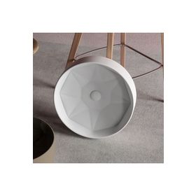 Lucco Diamante 42 cm Tezgah Üstü Yuvarlak Beyaz Lavabo