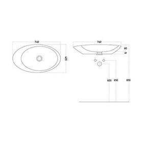 Lucco Gocce Beyaz Tezgah Üstü 74 cm Lavabo