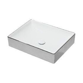 Lucco Square İçi Beyaz Dışı Gümüş Renk 50 cm Dikdörtgen Lavabo