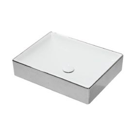 Lucco Square İçi Beyaz Dışı Gümüş Renk 50 cm Dikdörtgen Lavabo
