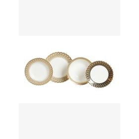 Lucky Art 67 Parça Isadora Bone China Porselen Gold Kenar Detaylı Klasik Yemek Takımı
