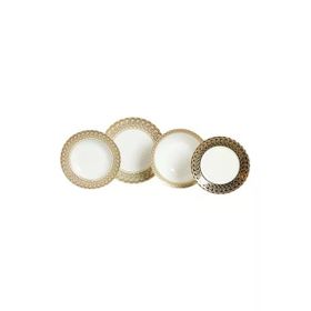 Lucky Art 67 Parça Isadora Bone China Porselen Gold Kenar Detaylı Klasik Yemek Takımı