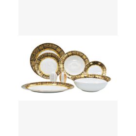 Lucky Art 67 Parça Verna Bone China Porselen Gold&siyah Desen Detaylı Klasik Yemek Takımı