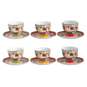 Lucky Art Fiora Bone 6'lı Çay Fincanı Seti