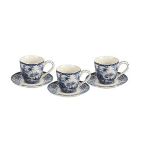 Lucky Art Florantıne 6'lı Mavi Kahve Fincanı Set