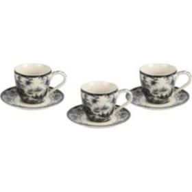 Lucky Art Florantıne 6'lı Siyah Kahve Fincanı Set