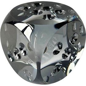 Lucky Art Gri Kristal 7x7x7 cm Cam Dekoratif Zar
