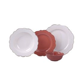 Lucky Art Laurance Orange And Cream 24 Parça Yemek Takımı
