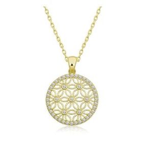 Lucky Gümüş Gold Beyaz Taşlı Yaşam Çiçeği Kadın Kolye