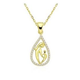 Lucky Gümüş Gold Damla Anne Çocuk Kolyesi